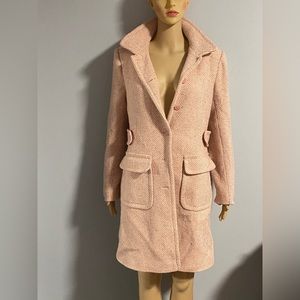 Victoria's Secret Moda international Pink and white Wool Blend Overcoat Peacoat